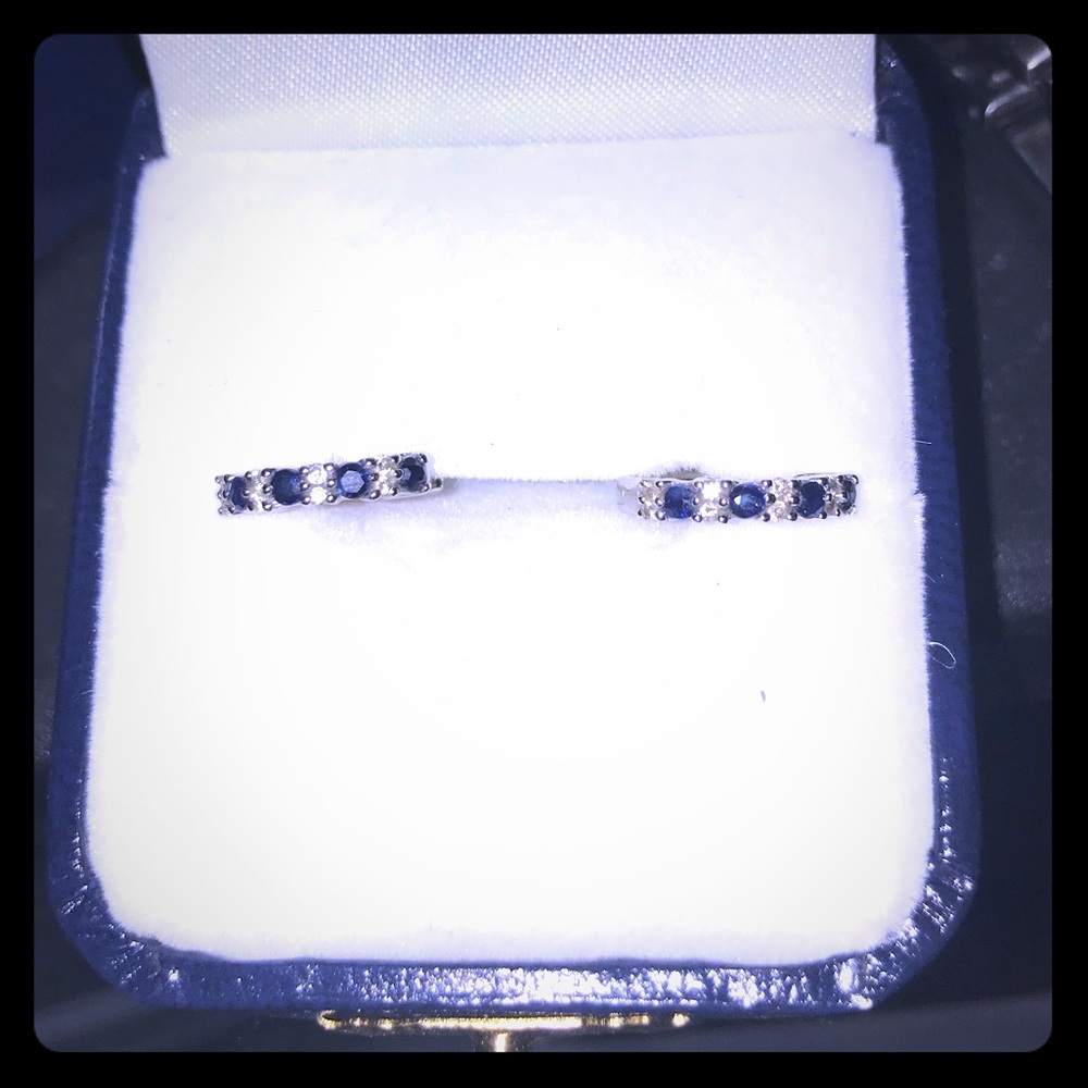 White gold sapphire diamond hoop earrings